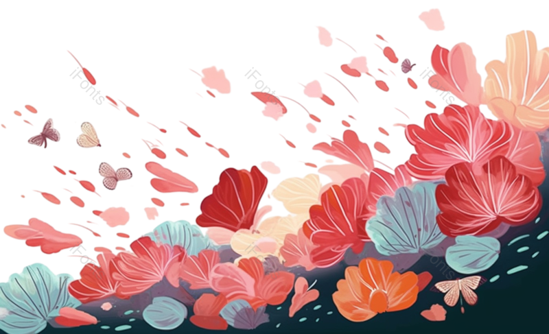 叶子图片,装饰元素,红色花PNG,浪漫免抠素材